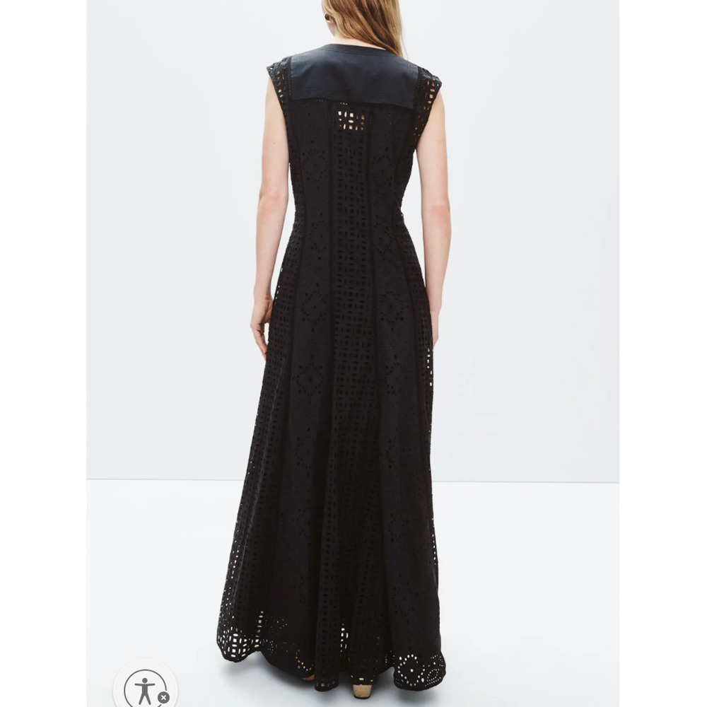 Veronica Beard Black Eyelet Maxi Dress SIZE 4 Cottage Fit n Flare Designer $700 - Picture 3 of 12